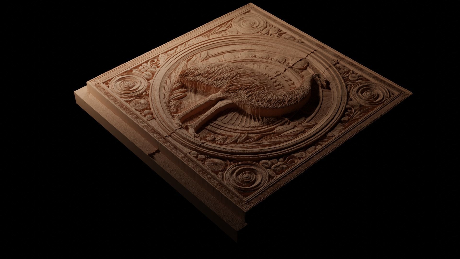 Emu CNC 3d Print High Relief Sand Casting 3D print model_1