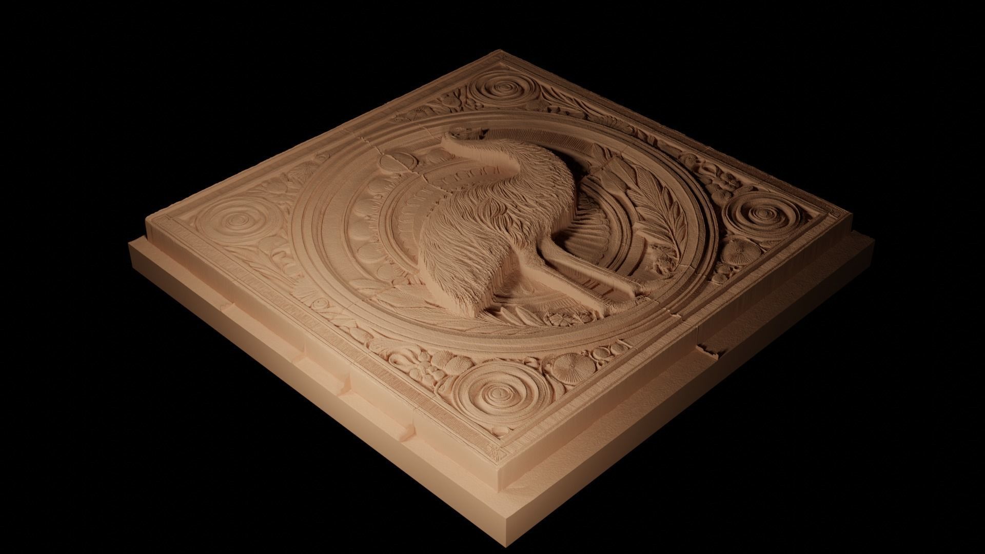 Emu CNC 3d Print High Relief Sand Casting 3D print model_2