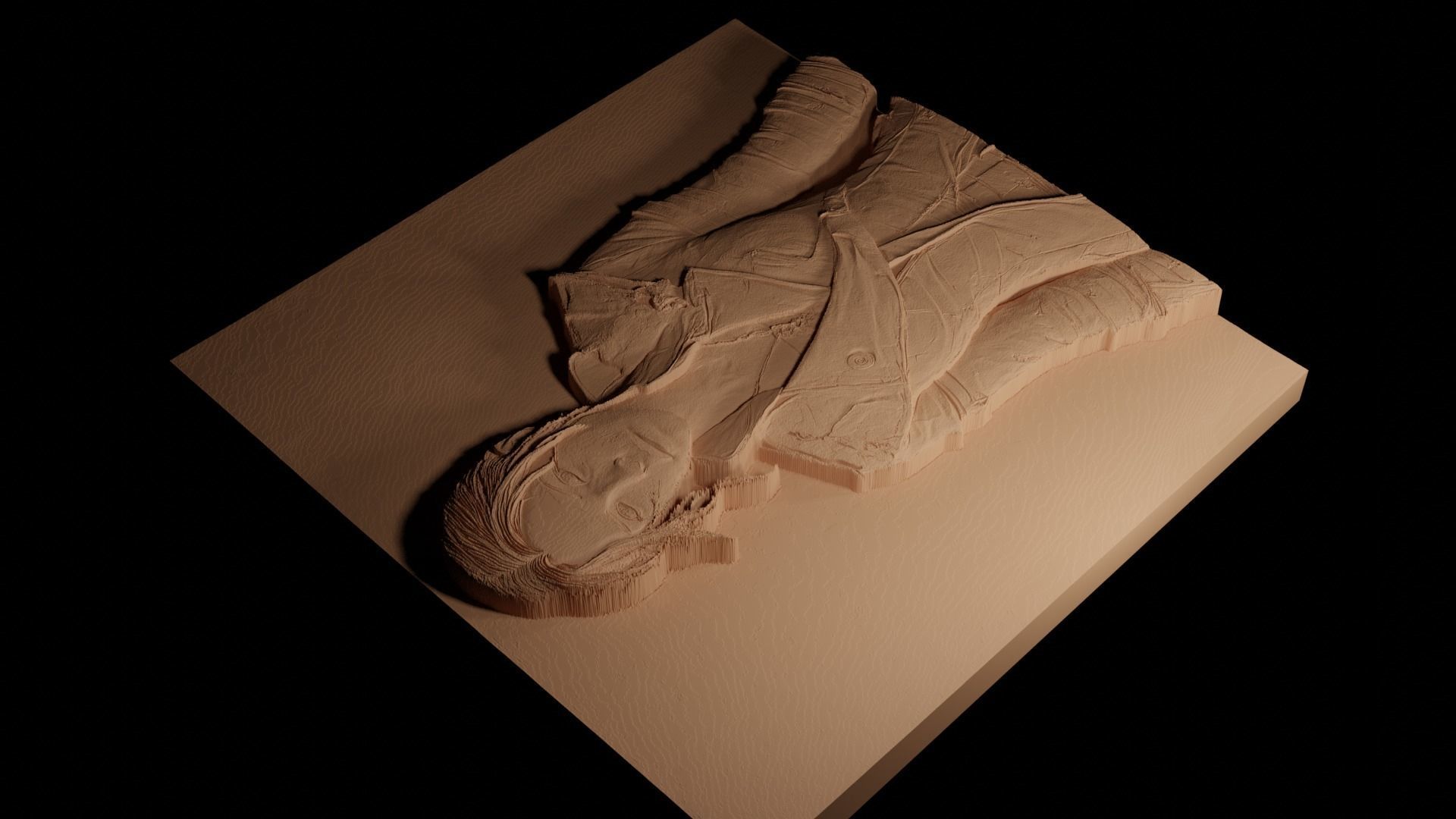 Emily Kaldwin Dishonored 2CNC 3d Print High Relief Sand Casting 3D print model_4