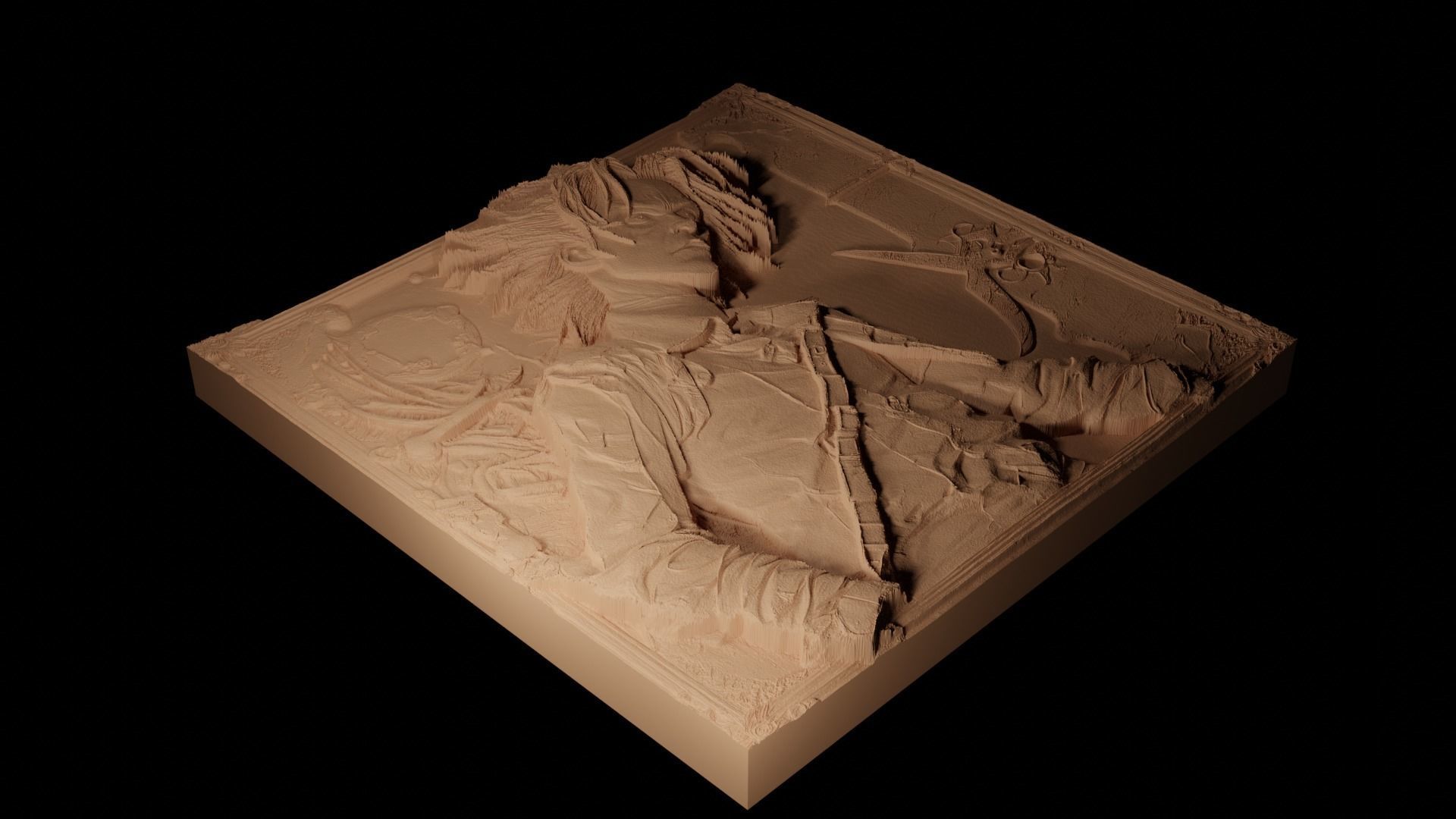 Edward Scissorhands CNC 3d Print High Relief Sand Casting 3D print model_2