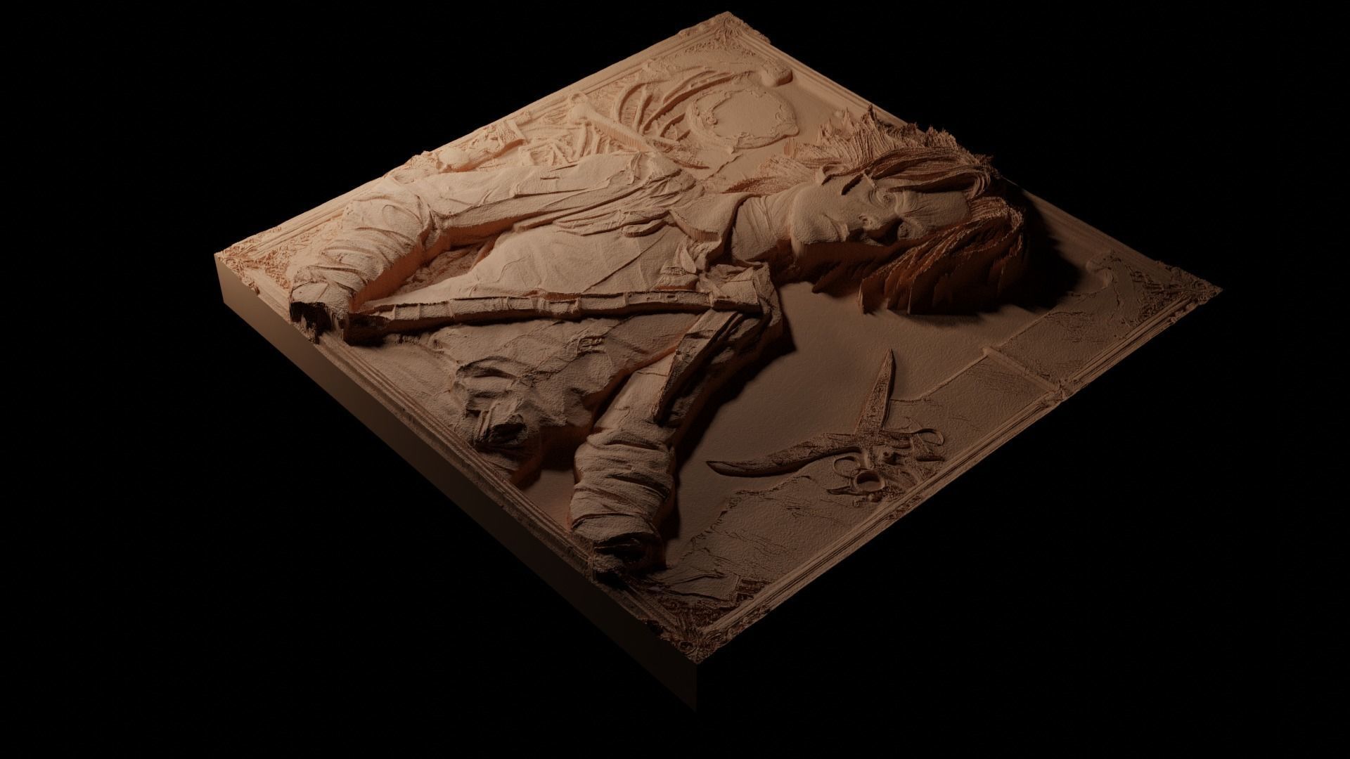 Edward Scissorhands CNC 3d Print High Relief Sand Casting 3D print model_1