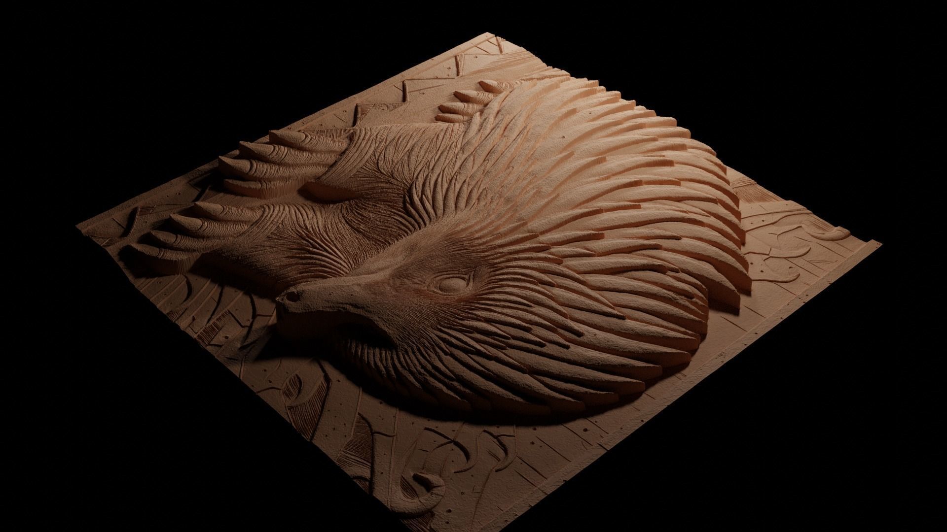 Echidna CNC 3d Print High Relief Sand Casting 3D print model_3