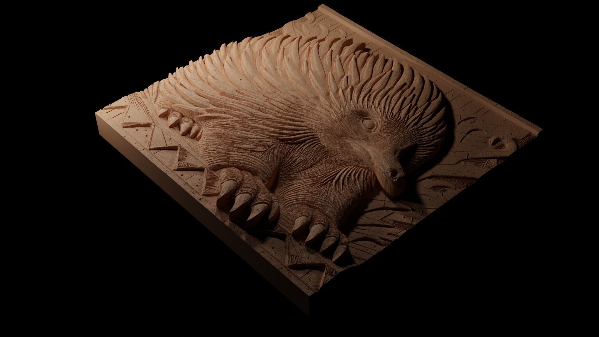Echidna CNC 3d Print High Relief Sand Casting 3D print model_1