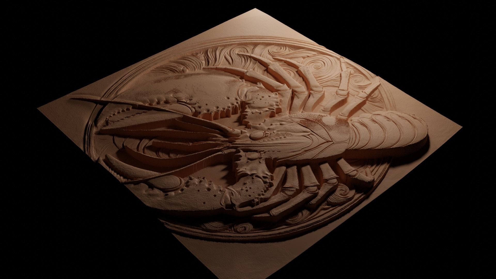 Crustaceans CNC 3d Print High Relief Sand Casting 3D print model_3