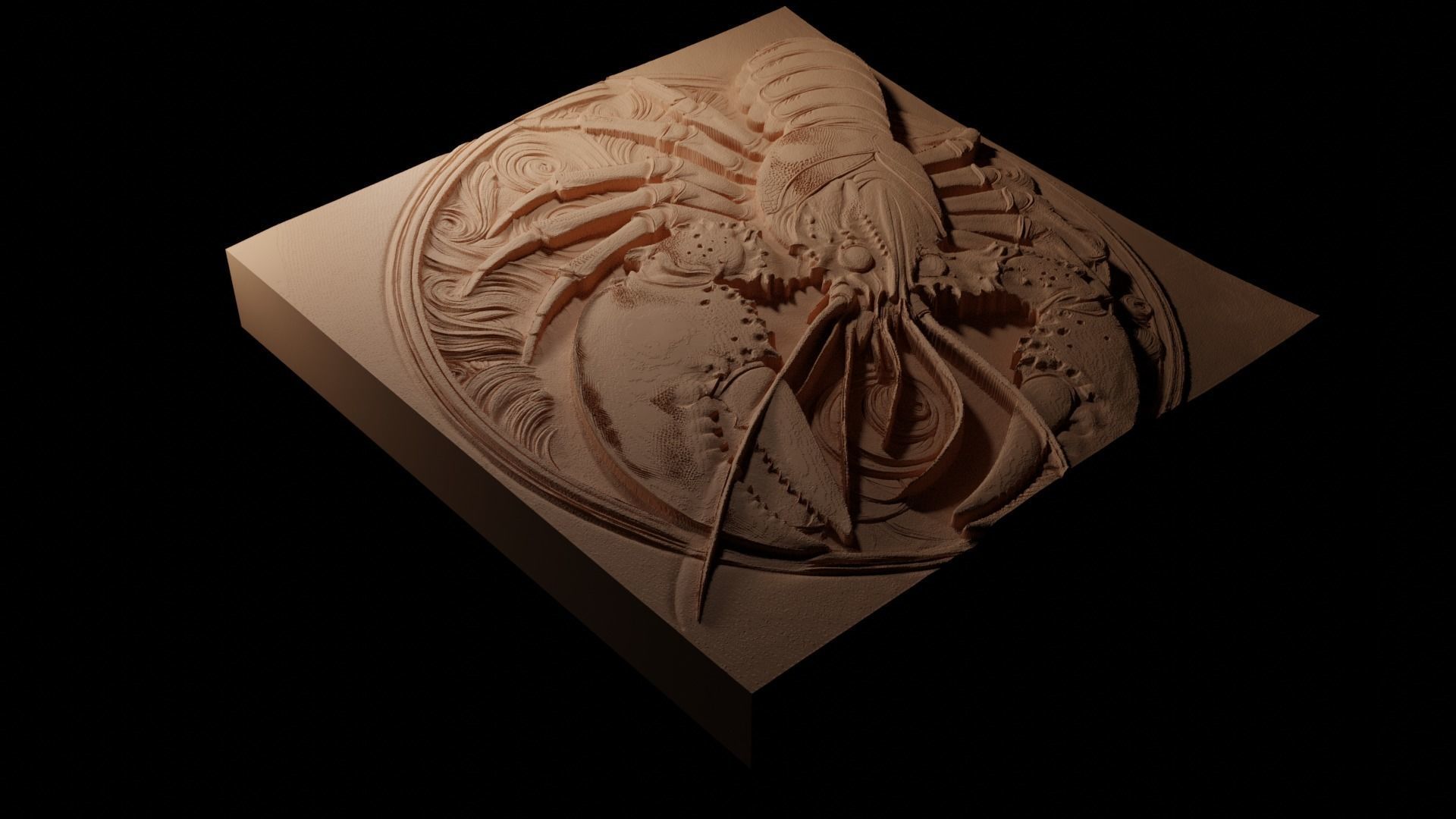 Crustaceans CNC 3d Print High Relief Sand Casting 3D print model_1