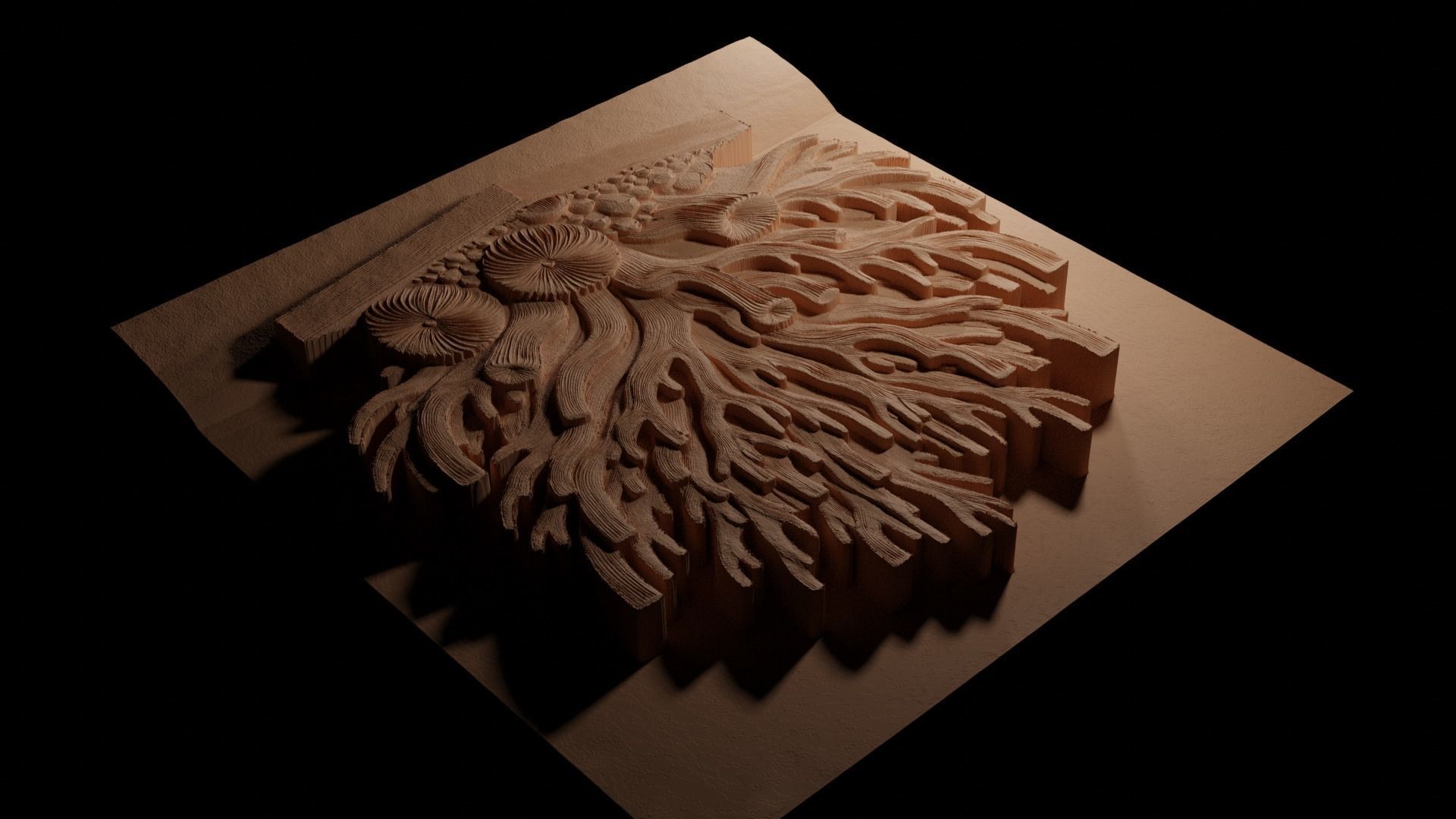 Coral CNC 3d Print High Relief Sand Casting 3D print model_3