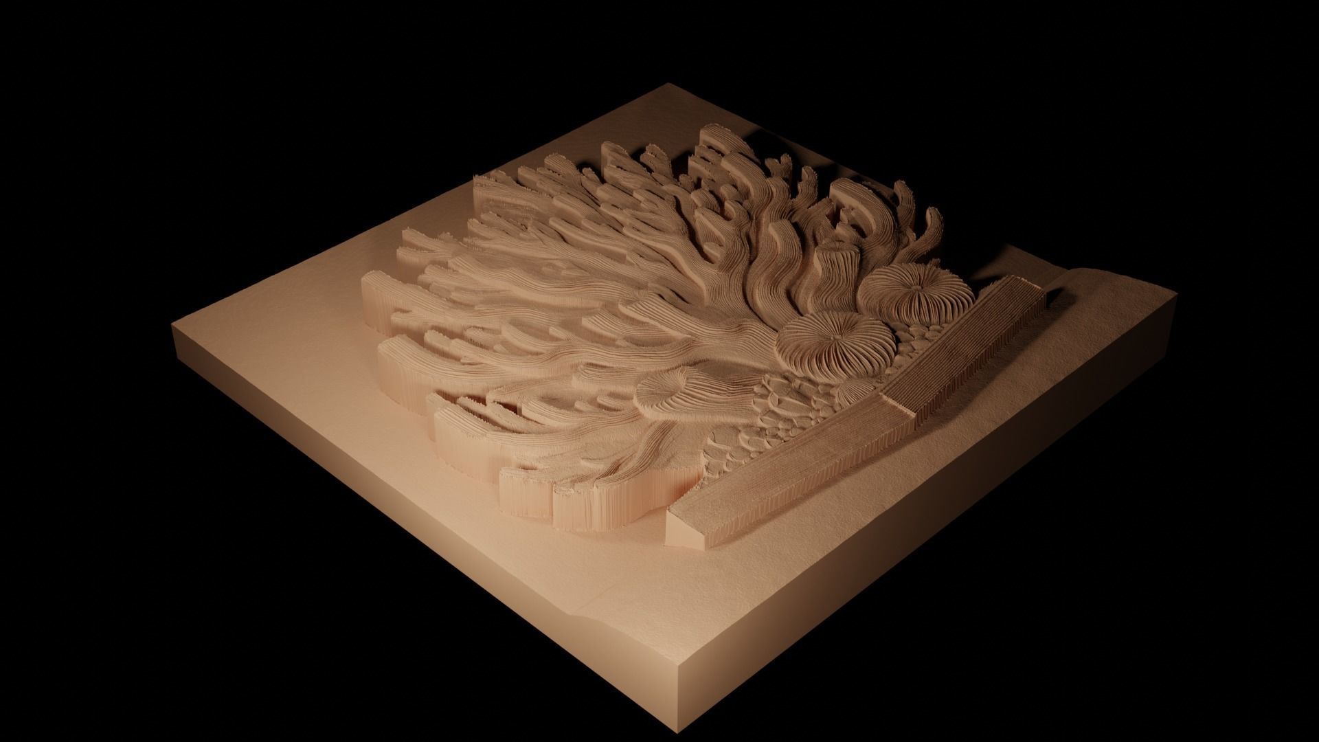 Coral CNC 3d Print High Relief Sand Casting 3D print model_2