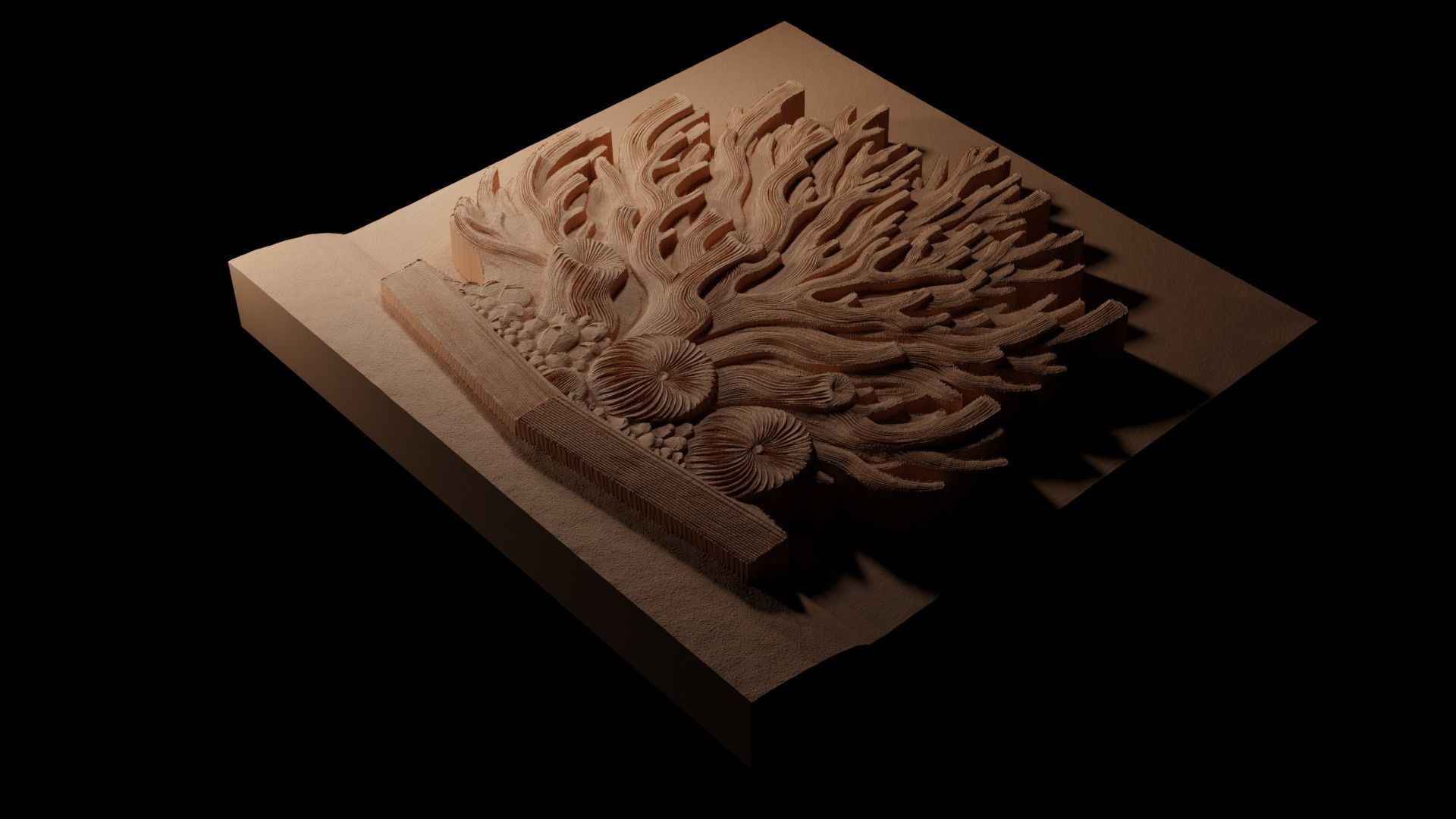 Coral CNC 3d Print High Relief Sand Casting 3D print model_1