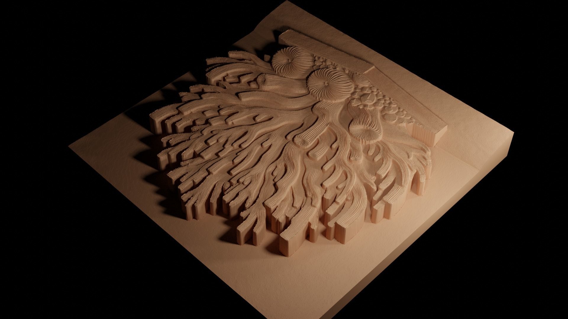 Coral CNC 3d Print High Relief Sand Casting 3D print model_4