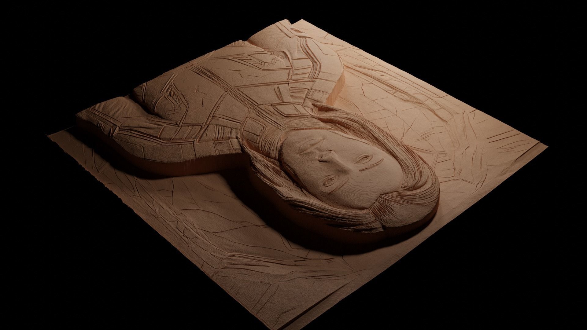 Commander Shepard CNC 3d Print High Relief Sand Casting 3D print model_3