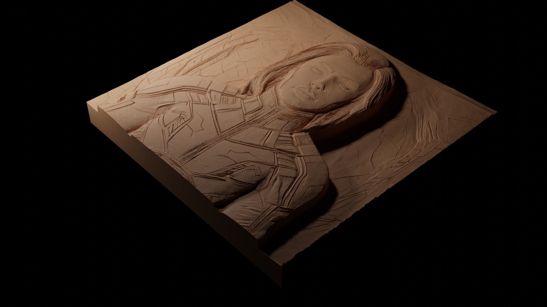 Commander Shepard CNC 3d Print High Relief Sand Casting 3D print model_1