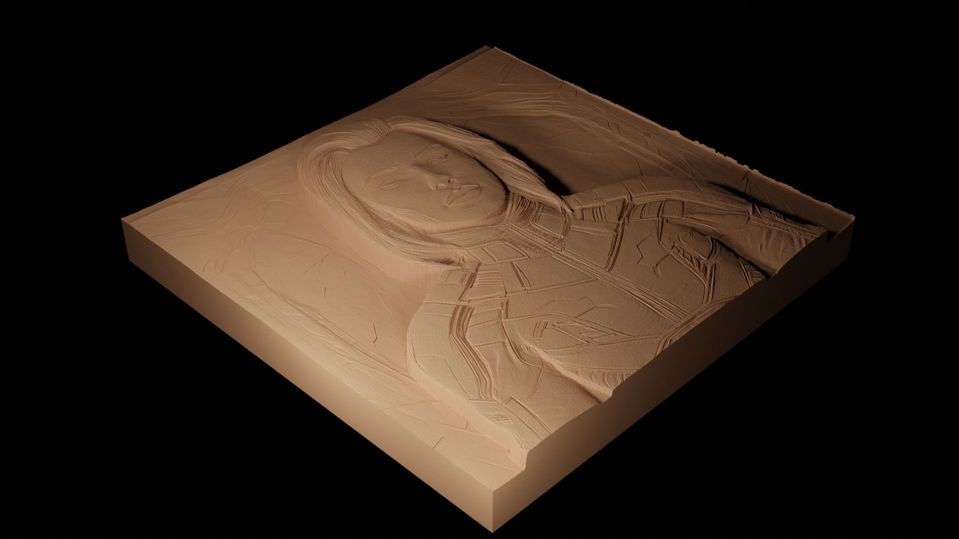 Commander Shepard CNC 3d Print High Relief Sand Casting 3D print model_2
