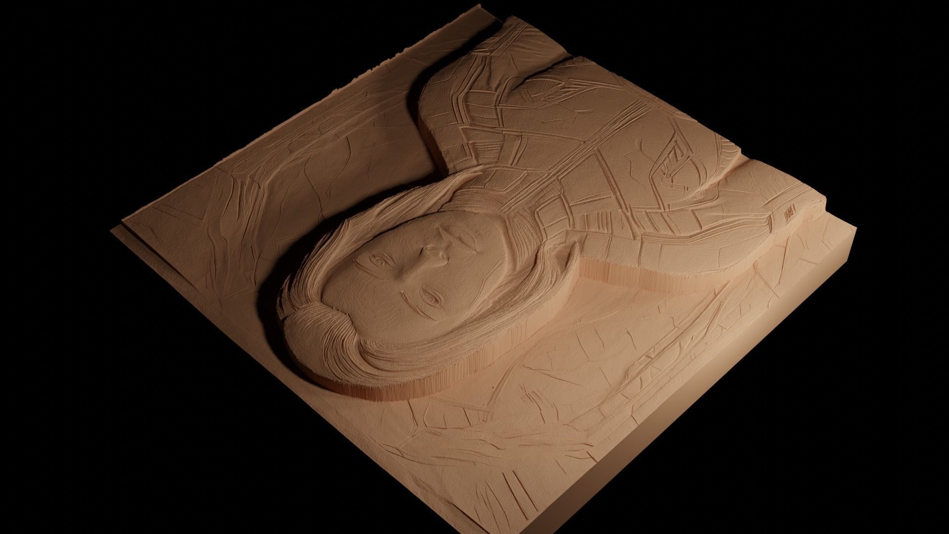 Commander Shepard CNC 3d Print High Relief Sand Casting 3D print model_4