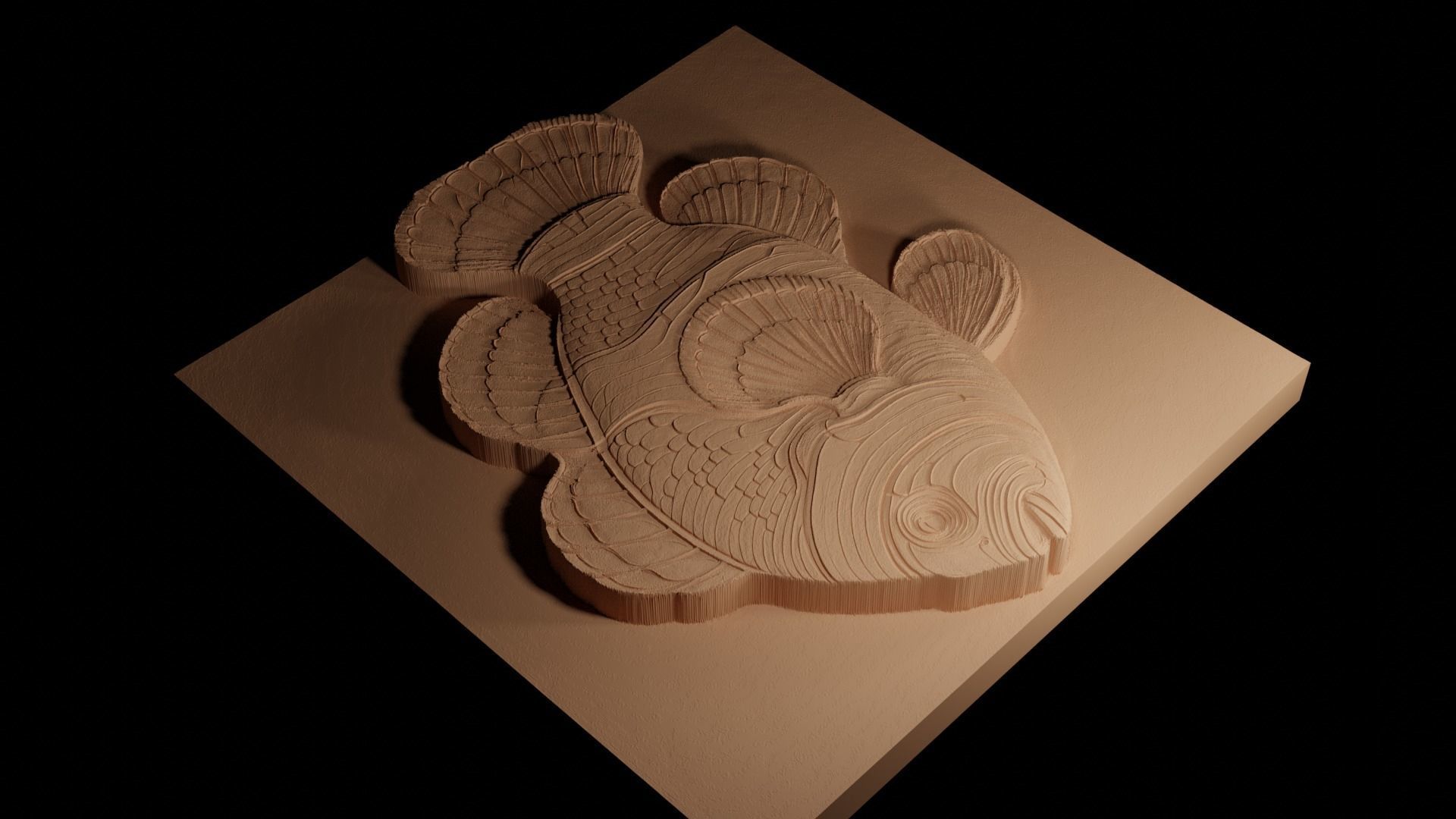 Clownfish CNC 3d Print High Relief Sand Casting 3D print model_4