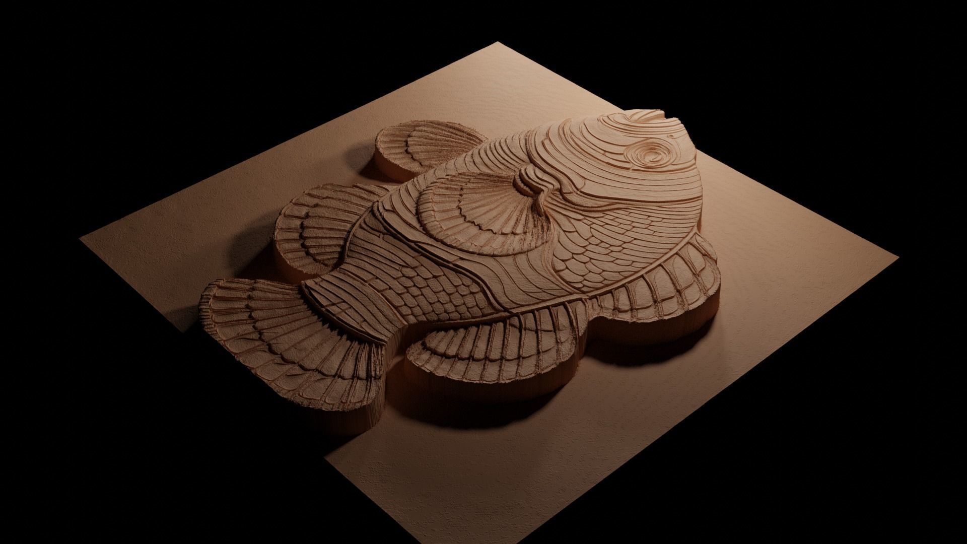 Clownfish CNC 3d Print High Relief Sand Casting 3D print model_3