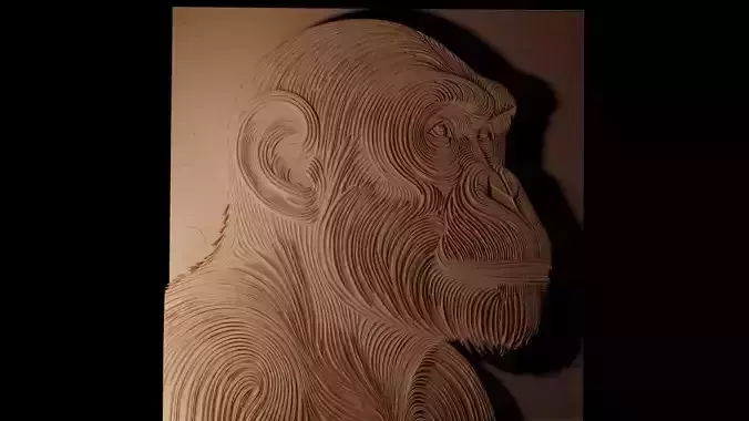 Chimpanzee CNC 3d Print High Relief Sand Casting 3D print model