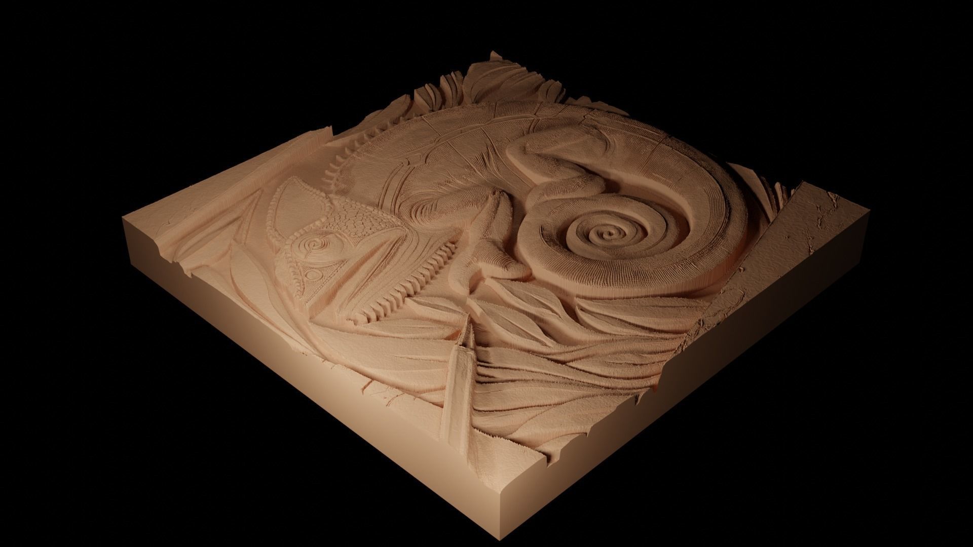 Chameleon CNC 3d Print High Relief Sand Casting 3D print model_2