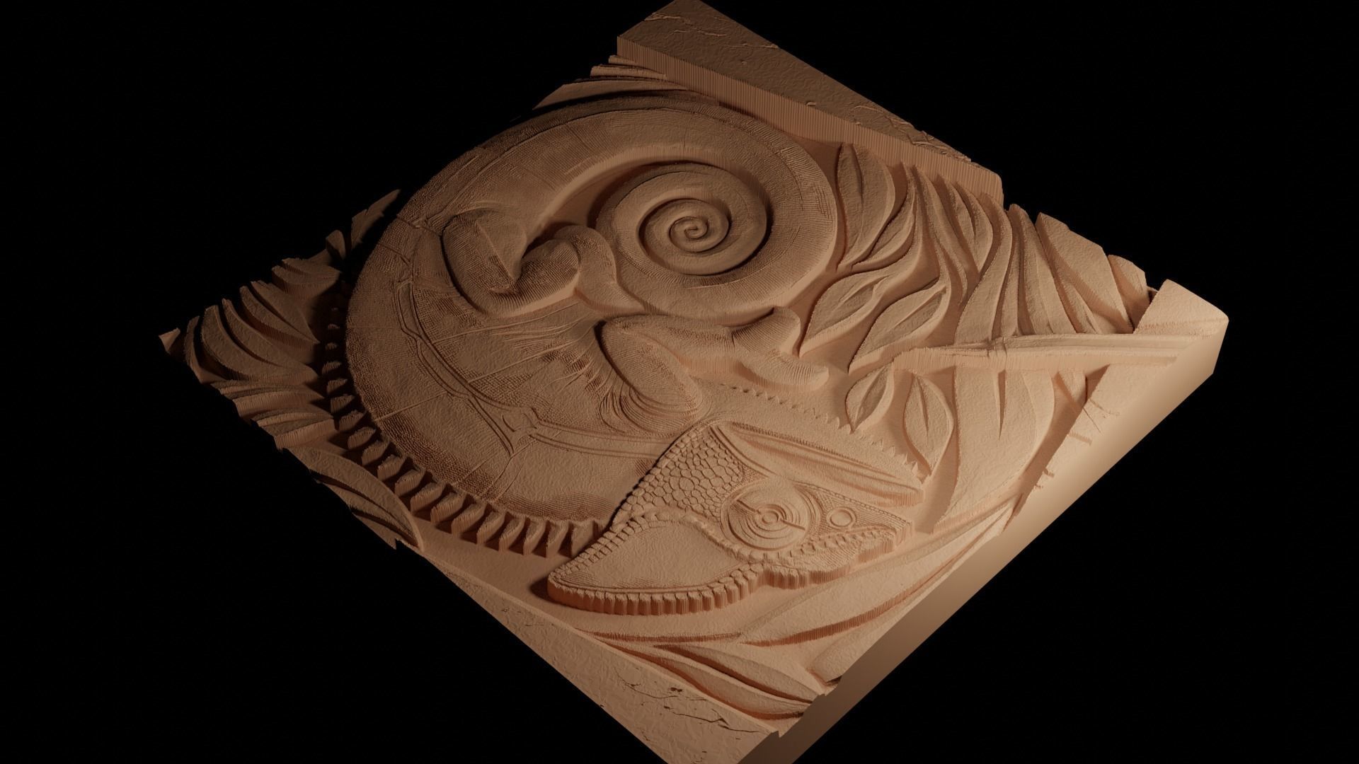 Chameleon CNC 3d Print High Relief Sand Casting 3D print model_4