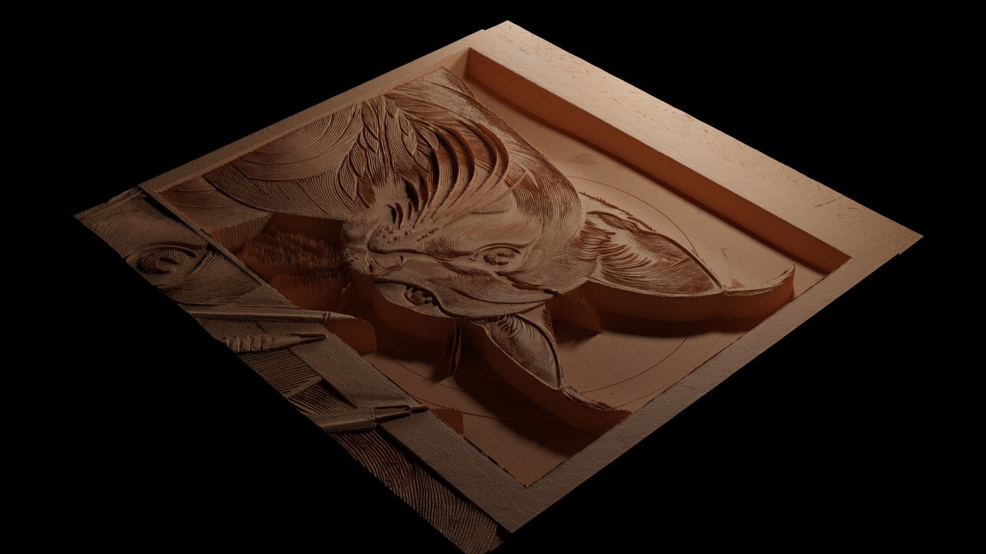 Caracal CNC 3d Print High Relief Sand Casting 3D print model_3