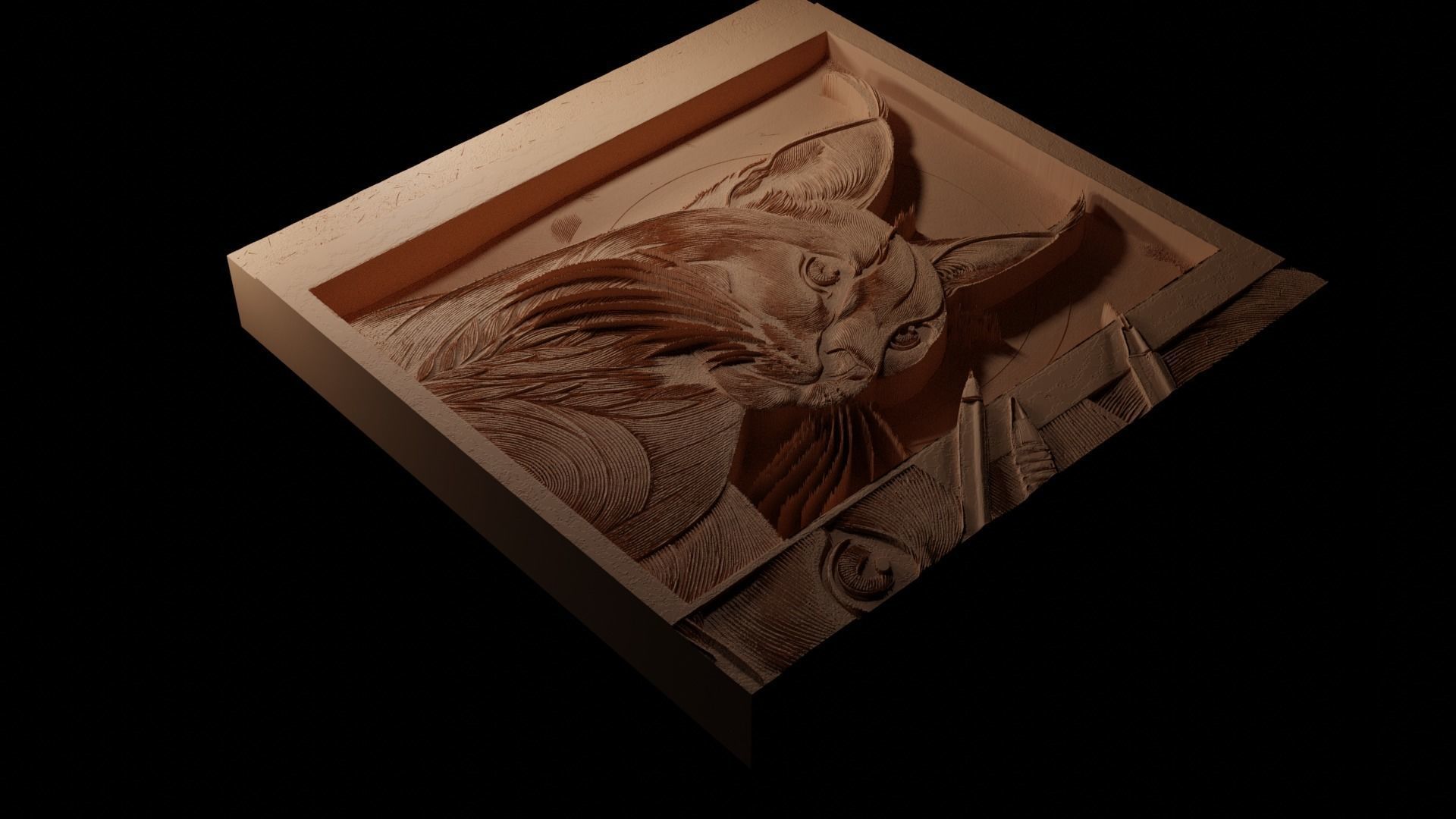 Caracal CNC 3d Print High Relief Sand Casting 3D print model_1