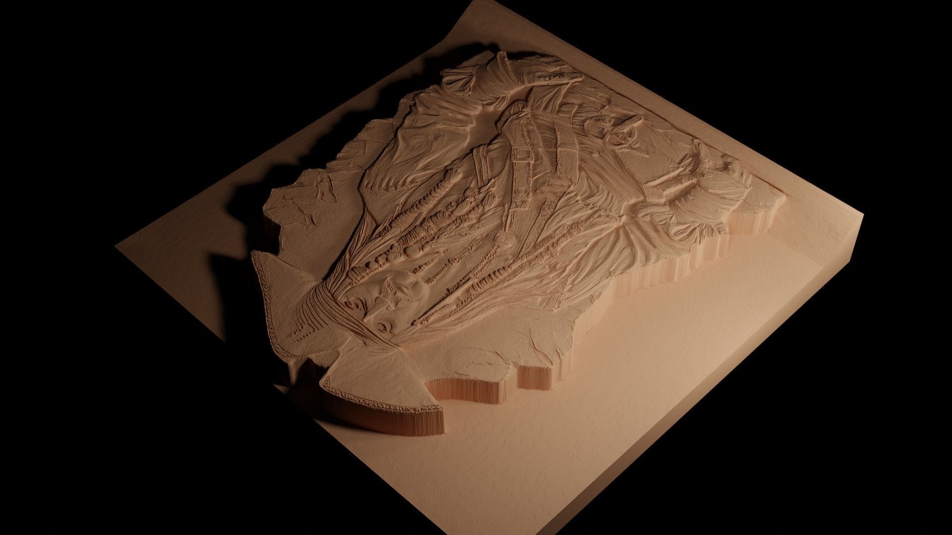 Captain Jack Sparrow CNC 3d Print High Relief Sand Casting 3D print model_4