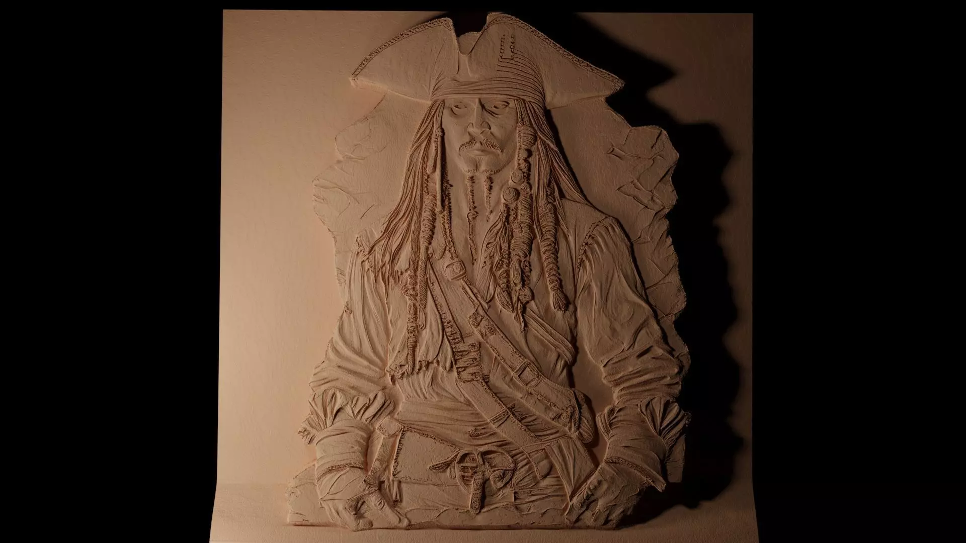Captain Jack Sparrow CNC 3d Print High Relief Sand Casting 3D print model_0