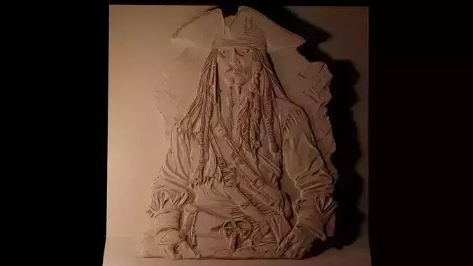 Captain Jack Sparrow  CNC 3d Print High Relief Sand Casting