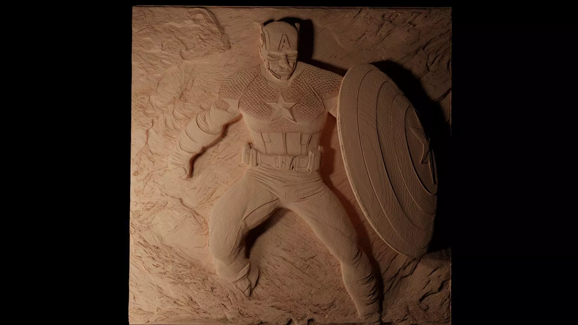 Captain America Marvel CNC 3d Print High Relief Sand Casting 3D print model_0