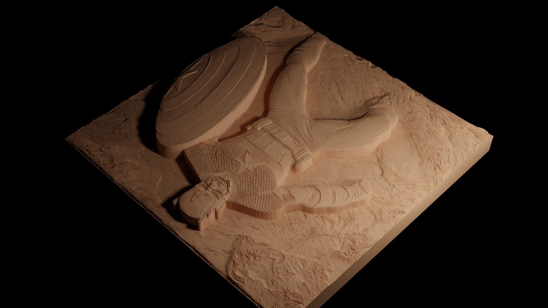 Captain America Marvel CNC 3d Print High Relief Sand Casting 3D print model_4