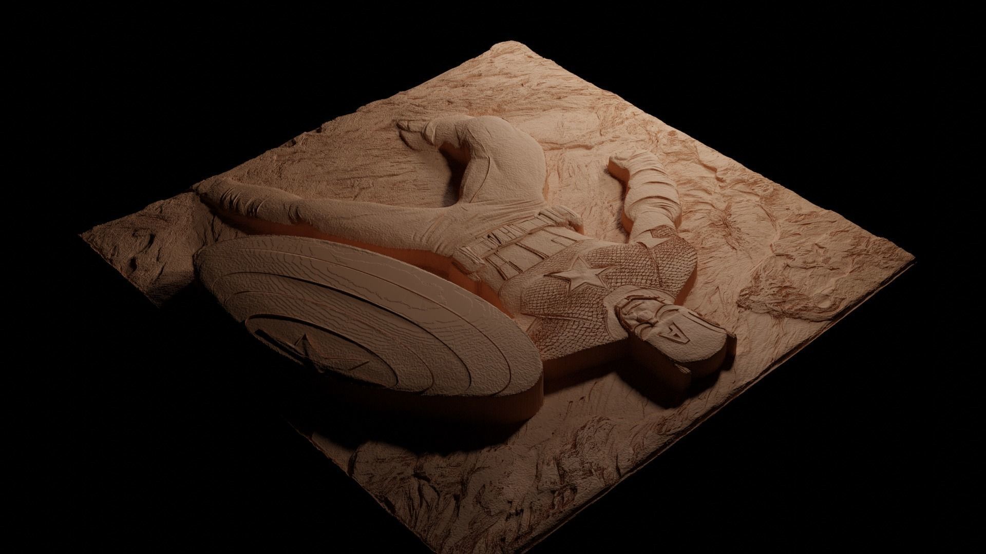 Captain America Marvel CNC 3d Print High Relief Sand Casting 3D print model_3