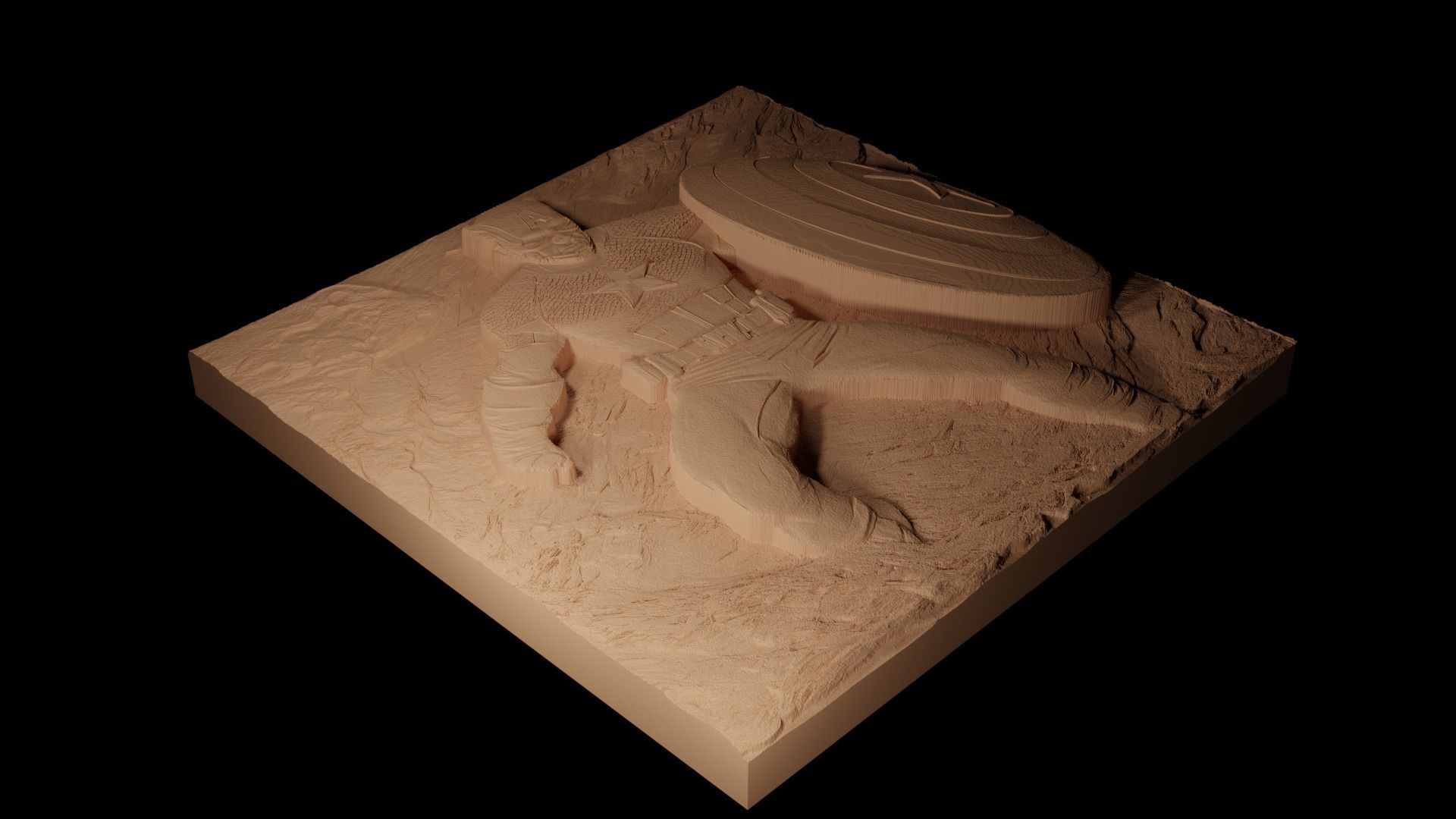 Captain America Marvel CNC 3d Print High Relief Sand Casting 3D print model_2