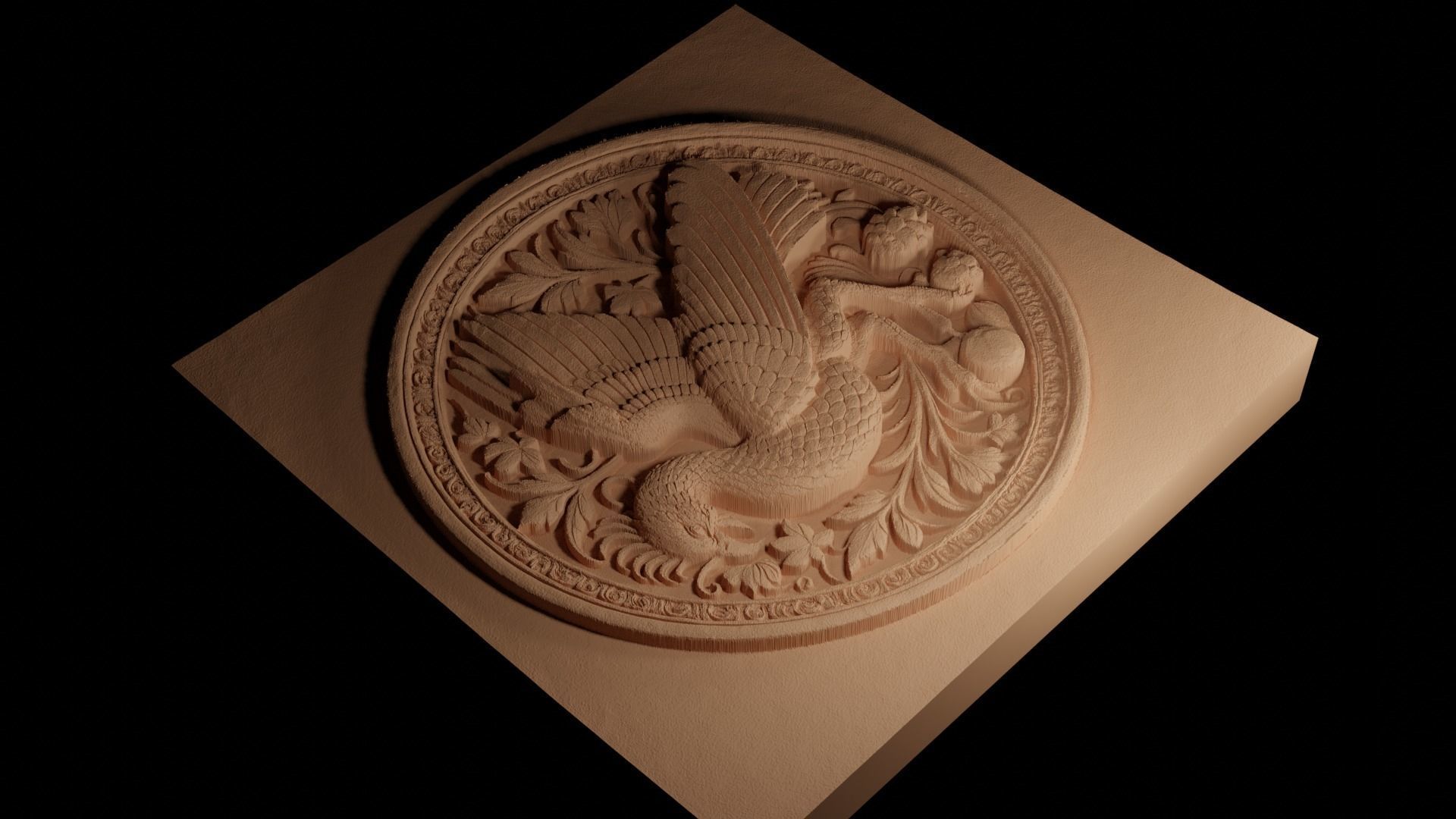 Caladrius CNC 3d Print High Relief Sand Casting 3D print model_4