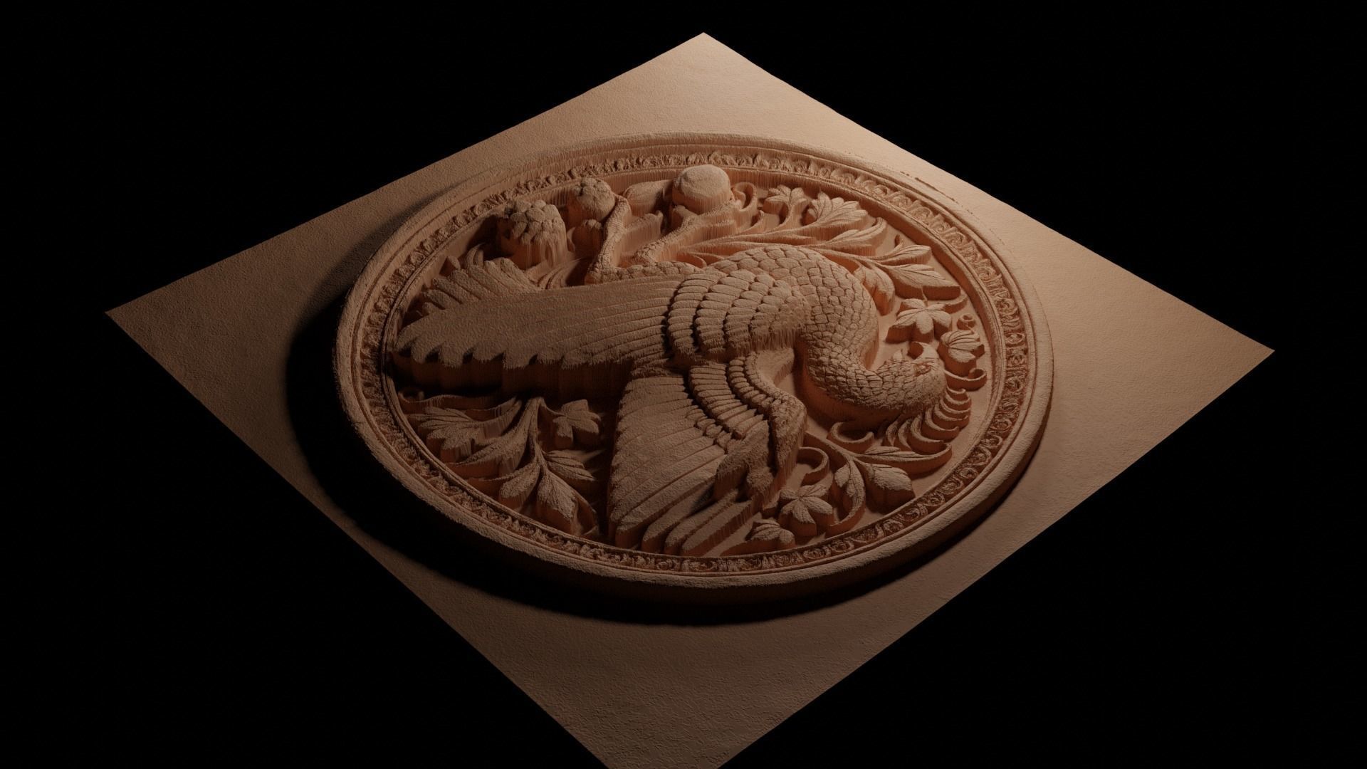 Caladrius CNC 3d Print High Relief Sand Casting 3D print model_3