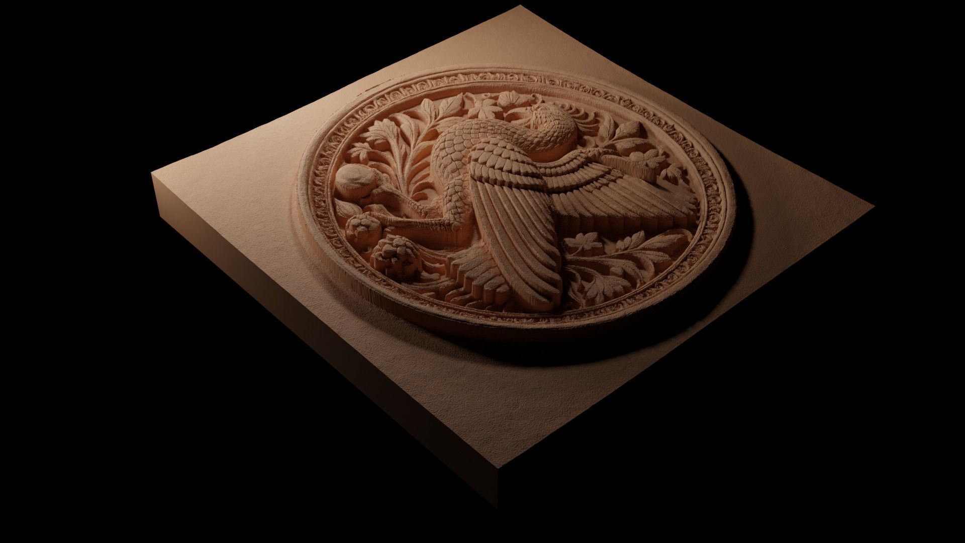 Caladrius CNC 3d Print High Relief Sand Casting 3D print model_1