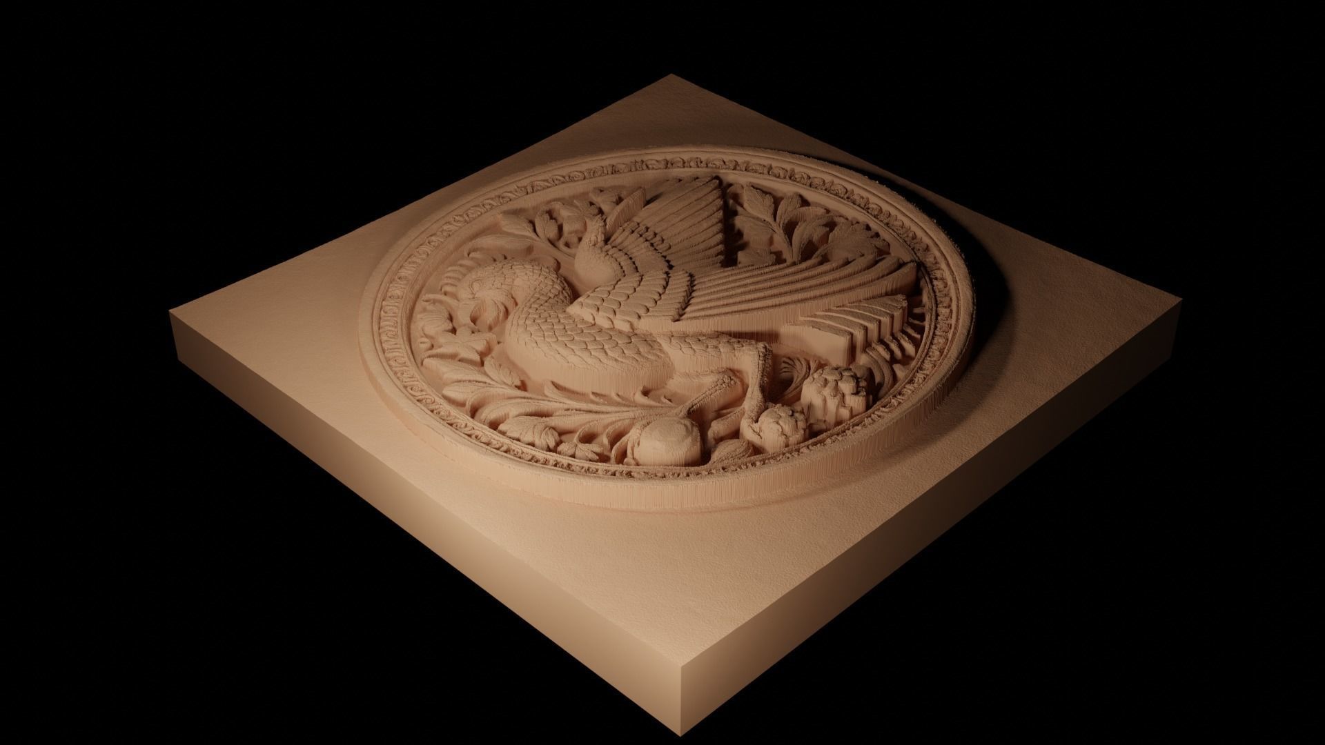 Caladrius CNC 3d Print High Relief Sand Casting 3D print model_2