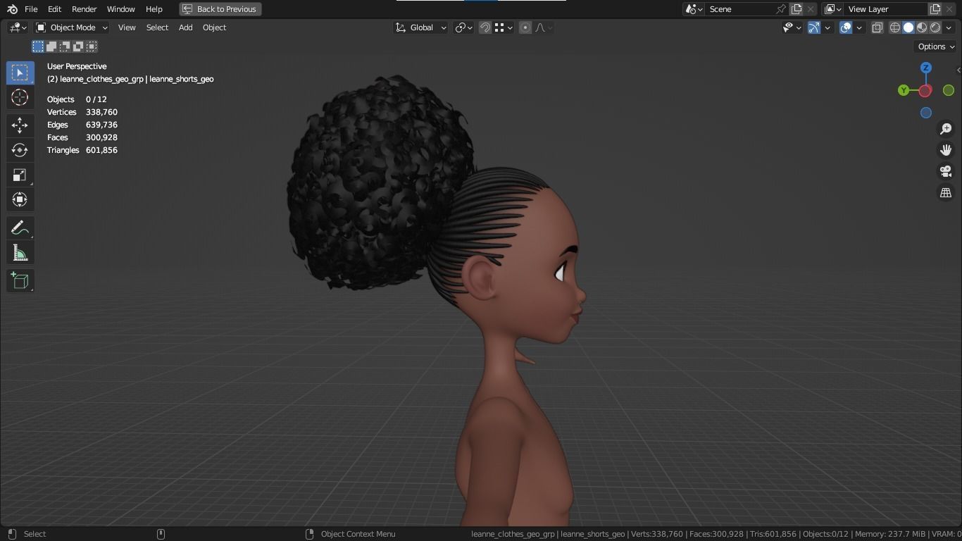 Leanne cartoon girl teen character 3D model_12