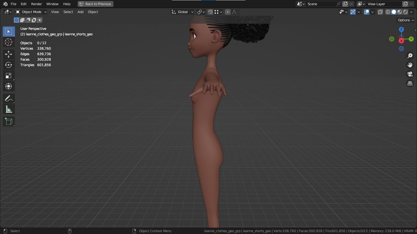 Leanne cartoon girl teen character 3D model_20