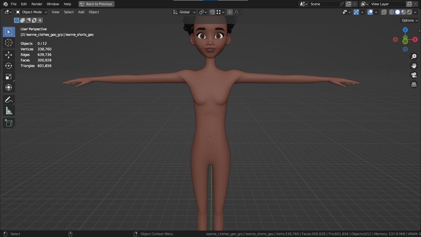 Leanne cartoon girl teen character 3D model_18