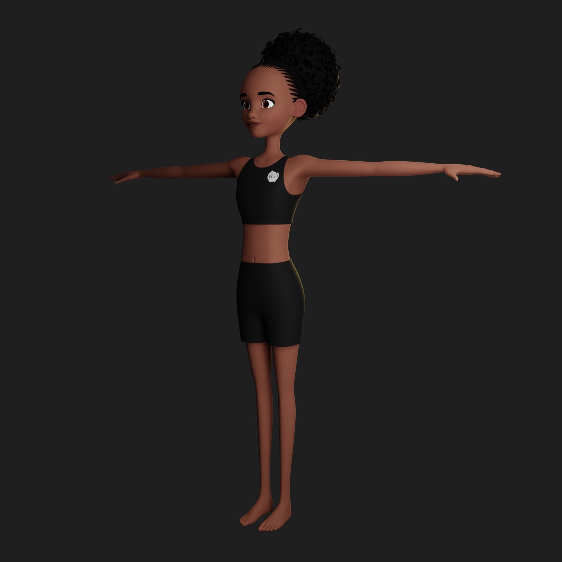 Leanne cartoon girl teen character 3D model_43