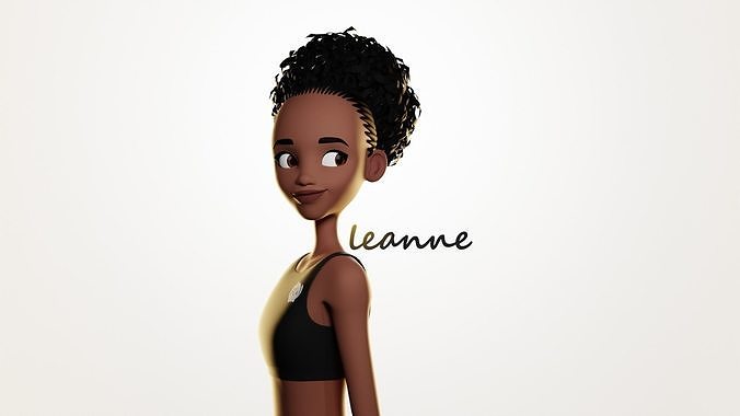 Leanne cartoon girl teen character 3D model
