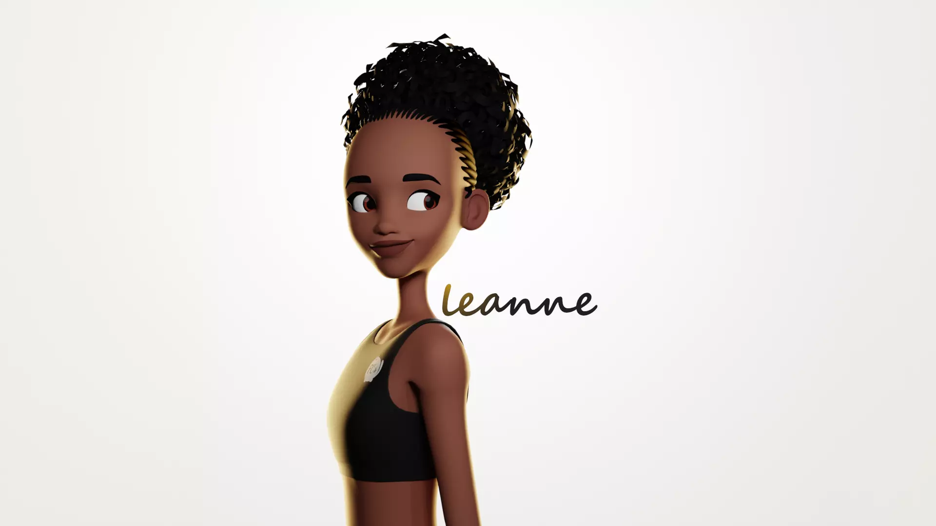 Leanne cartoon girl teen character 3D model_0