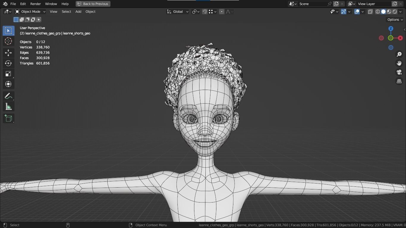 Leanne cartoon girl teen character 3D model_7