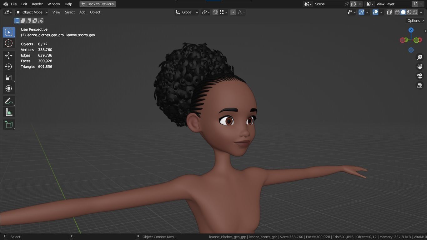 Leanne cartoon girl teen character 3D model_16