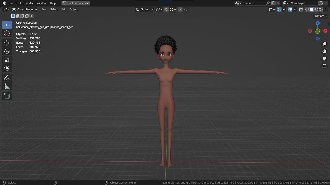 Leanne cartoon girl teen character 3D model_2