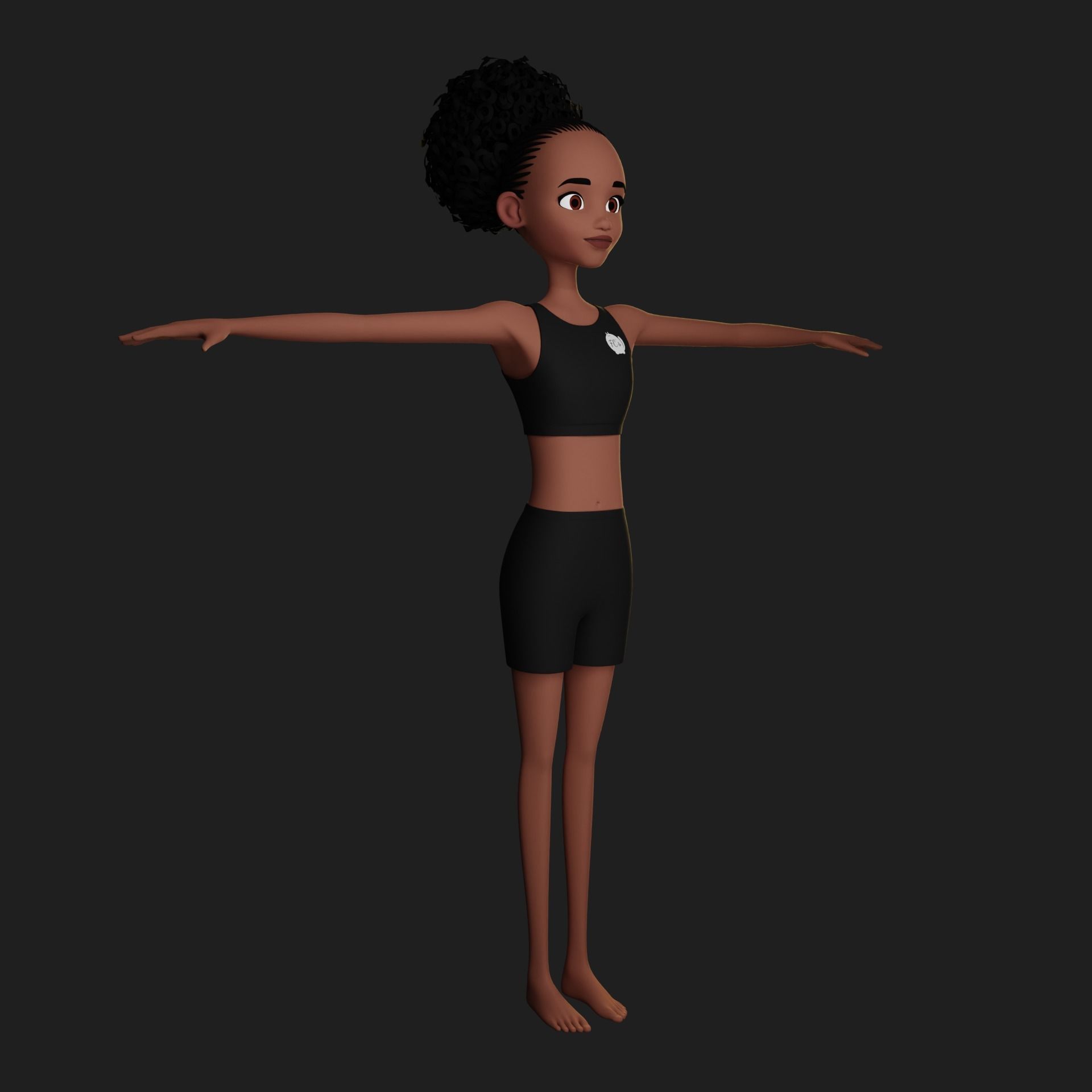 Leanne cartoon girl teen character 3D model_49