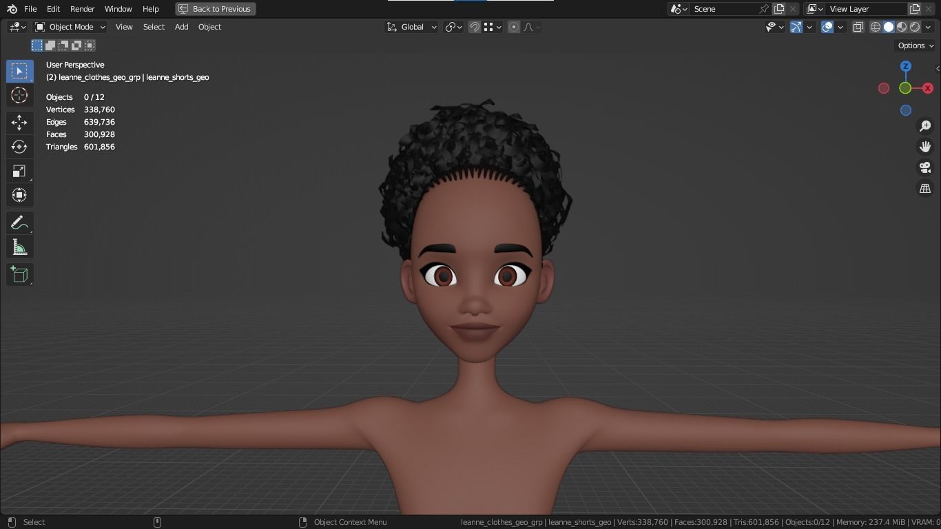 Leanne cartoon girl teen character 3D model_6