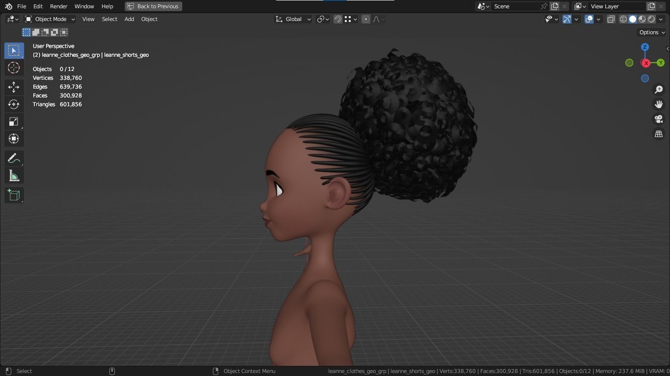 Leanne cartoon girl teen character 3D model_8