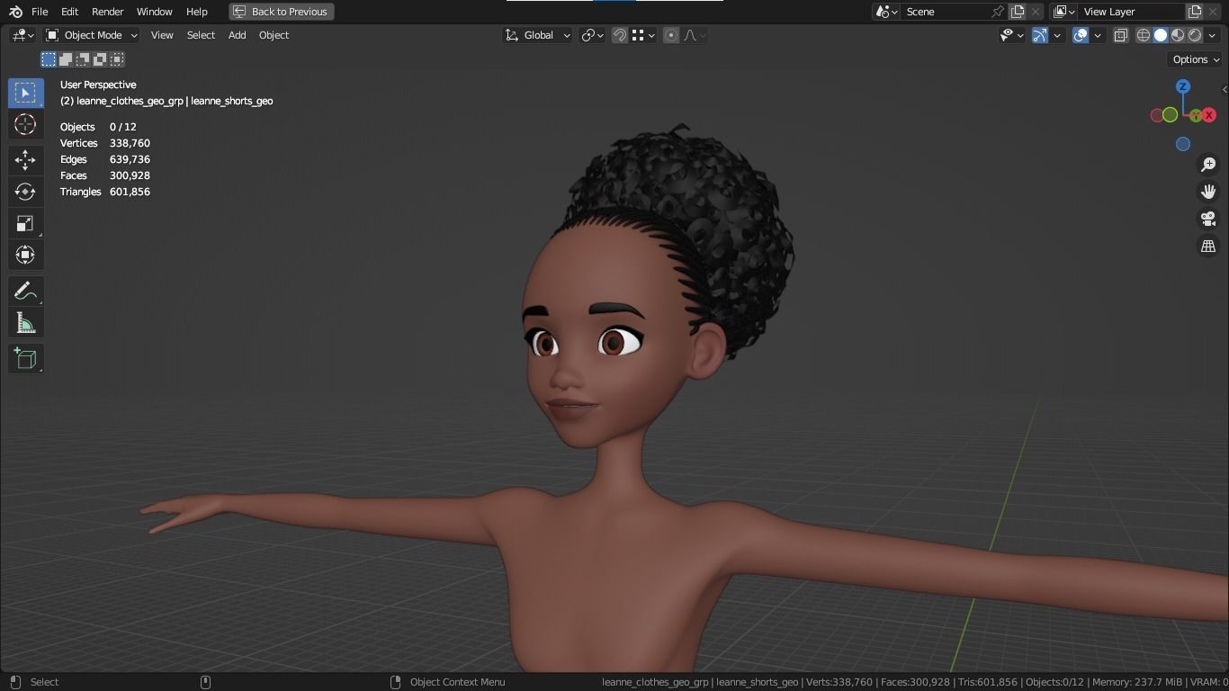 Leanne cartoon girl teen character 3D model_14