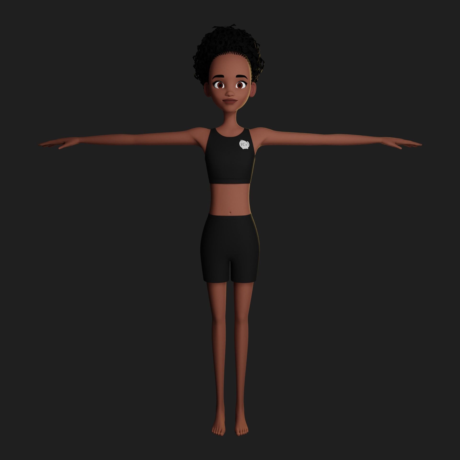 Leanne cartoon girl teen character 3D model_42