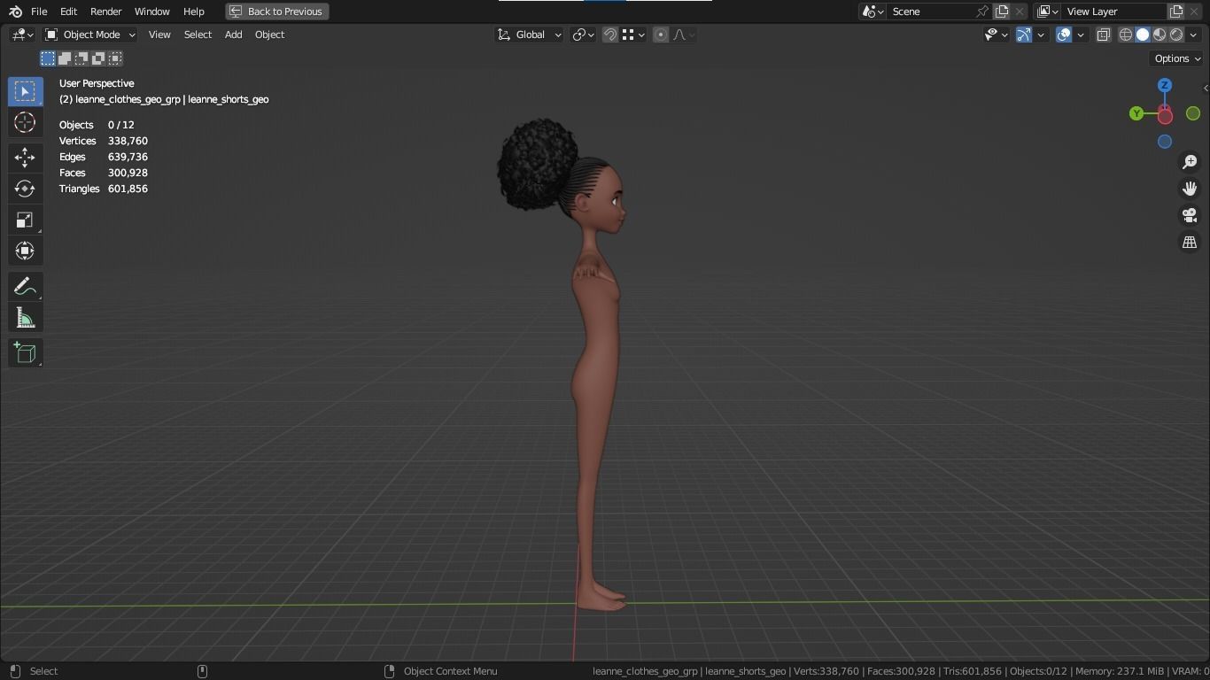 Leanne cartoon girl teen character 3D model_5